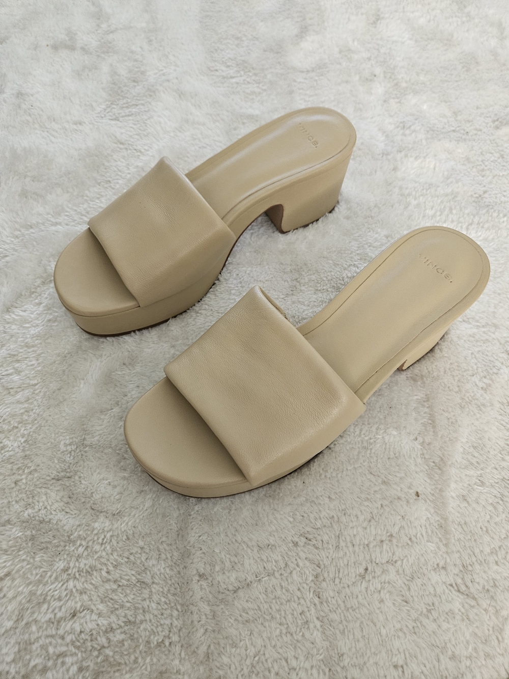 NWT Vince Beige Platform Sandals Size 8 Leather 70s Bohemian Business Casual - Picture 7 of 11